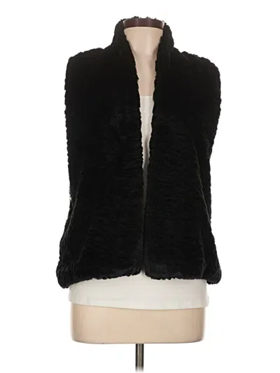 Pre-owned Ann Taylor Loft Faux Fur Vest In Black