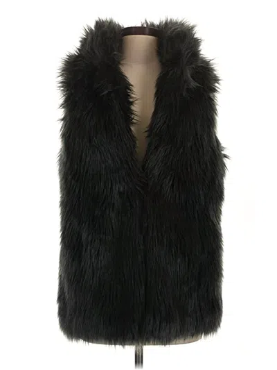 Pre-owned Ann Taylor Loft Faux Fur Vest In Black
