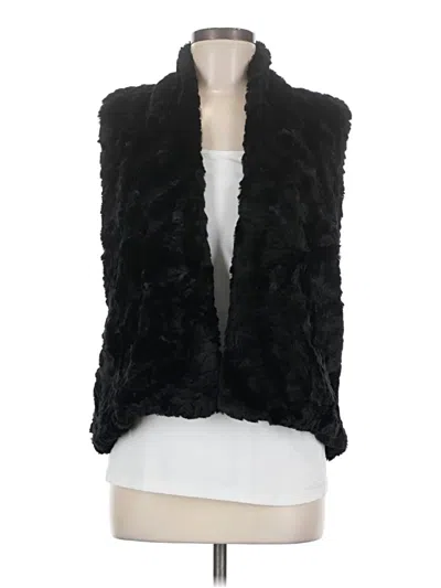 Pre-owned Ann Taylor Loft Faux Fur Vest In Black