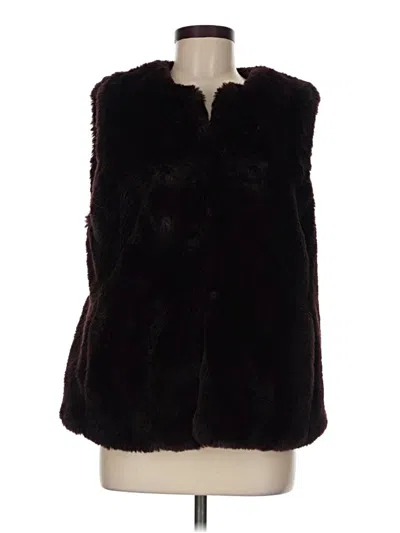 Pre-owned Ann Taylor Loft Faux Fur Vest In Burgundy