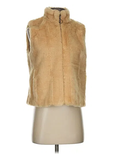 Pre-owned Ann Taylor Loft Faux Fur Vest In Gold