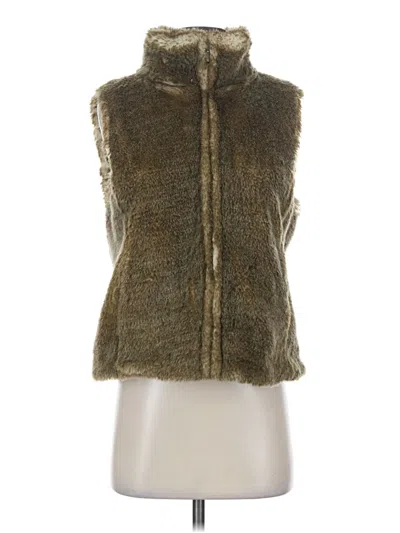 Pre-owned Ann Taylor Loft Faux Fur Vest In Gold