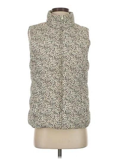Pre-owned Ann Taylor Loft Faux Fur Vest In Gold