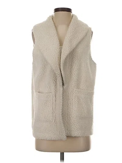 Pre-owned Ann Taylor Loft Faux Fur Vest In Ivory