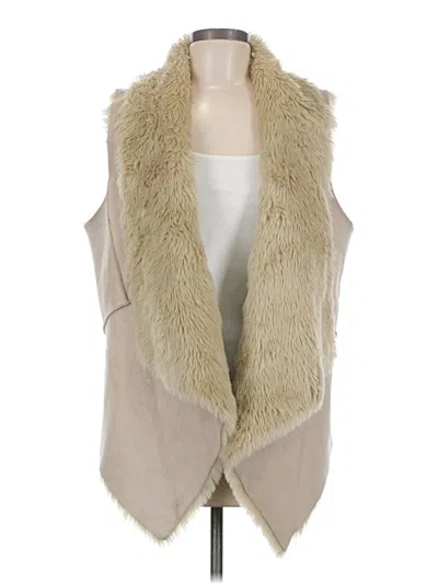 Pre-owned Ann Taylor Loft Faux Fur Vest In Tan