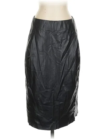 Pre-owned Ann Taylor Loft Faux Leather Skirt In Black