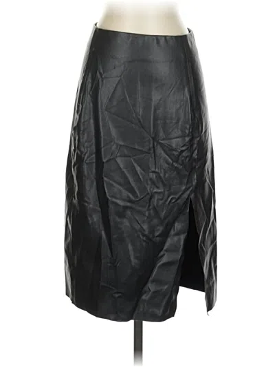 Pre-owned Ann Taylor Loft Faux Leather Skirt In Black