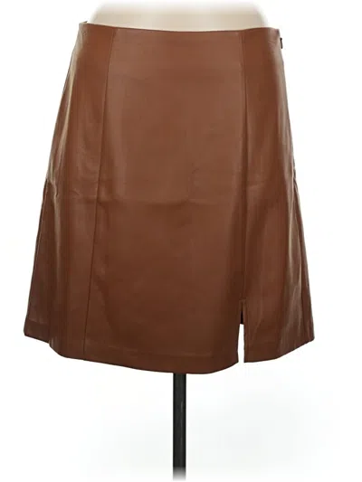 Ann Taylor Loft Faux Leather Skirt In Brown