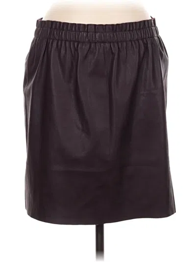 Pre-owned Ann Taylor Loft Faux Leather Skirt In Burgundy