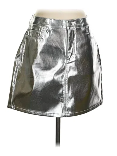 Ann Taylor Loft Faux Leather Skirt In Silver