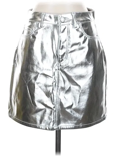 Ann Taylor Loft Faux Leather Skirt In Silver
