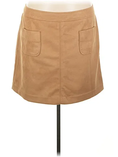 Pre-owned Ann Taylor Loft Faux Leather Skirt In Tan