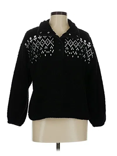 Pre-owned Ann Taylor Loft Fleece Jacket In Black
