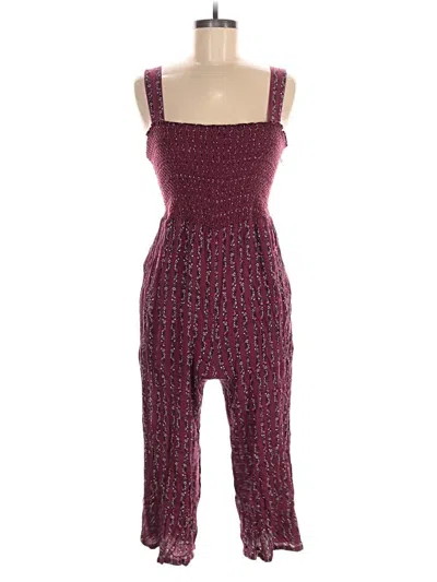 Pre-owned Ann Taylor Loft Jumpsuit In Burgundy