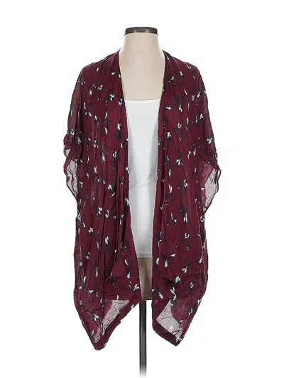 Pre-owned Ann Taylor Loft Kimono In Burgundy