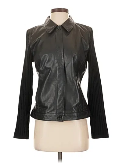 Pre-owned Ann Taylor Loft Leather Jacket In Black
