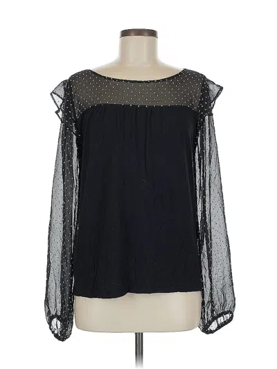 Pre-owned Ann Taylor Loft Long Sleeve Blouse In Black