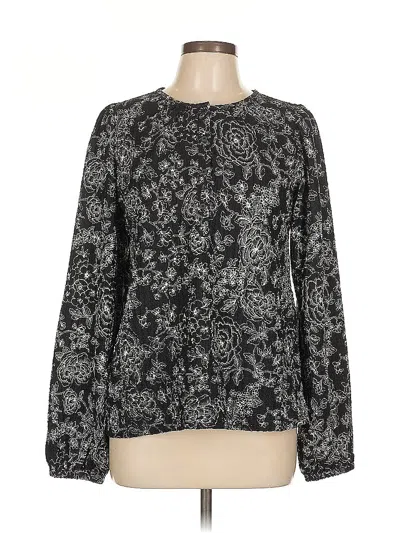 Pre-owned Ann Taylor Loft Long Sleeve Blouse In Black