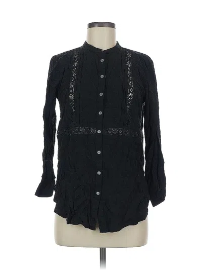 Pre-owned Ann Taylor Loft Long Sleeve Blouse In Black