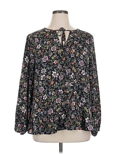 Pre-owned Ann Taylor Loft Long Sleeve Blouse In Black