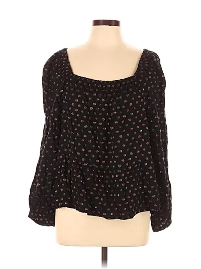 Ann Taylor Loft Long Sleeve Blouse In Black