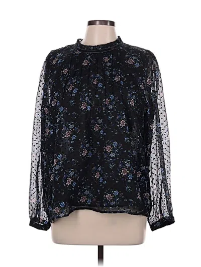 Pre-owned Ann Taylor Loft Long Sleeve Blouse In Black