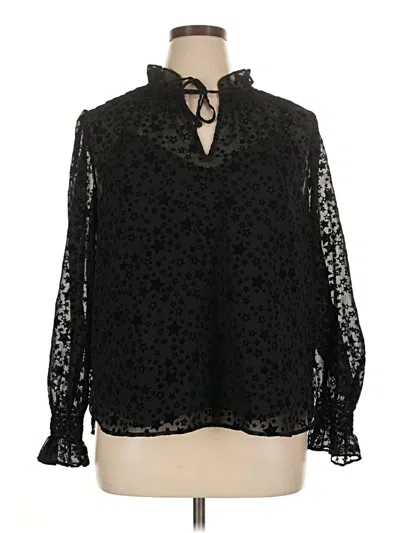 Ann Taylor Loft Long Sleeve Blouse In Black