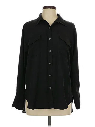 Pre-owned Ann Taylor Loft Long Sleeve Blouse In Black