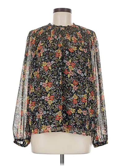 Ann Taylor Loft Long Sleeve Blouse In Black