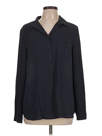 Pre-owned Ann Taylor Loft Long Sleeve Blouse In Black