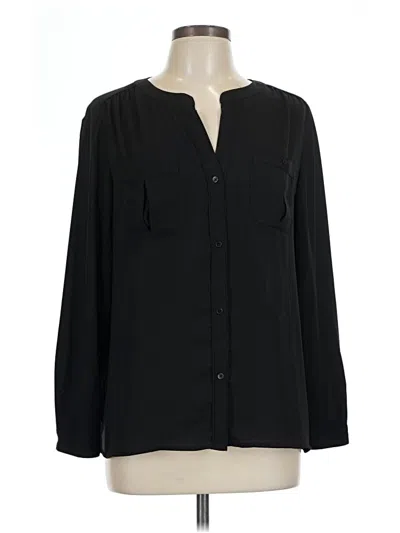 Pre-owned Ann Taylor Loft Long Sleeve Blouse In Black