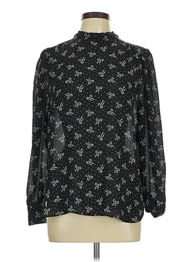 Pre-owned Ann Taylor Loft Long Sleeve Blouse In Black