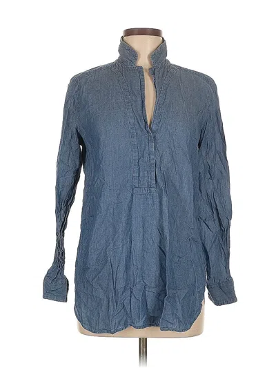 Pre-owned Ann Taylor Loft Long Sleeve Blouse In Blue