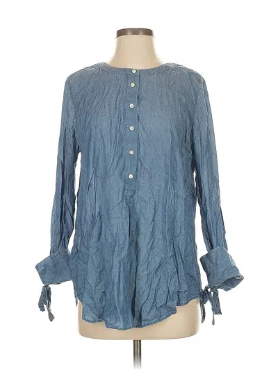 Pre-owned Ann Taylor Loft Long Sleeve Blouse In Blue