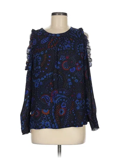 Pre-owned Ann Taylor Loft Long Sleeve Blouse In Blue