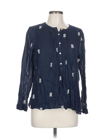 Pre-owned Ann Taylor Loft Long Sleeve Blouse In Blue