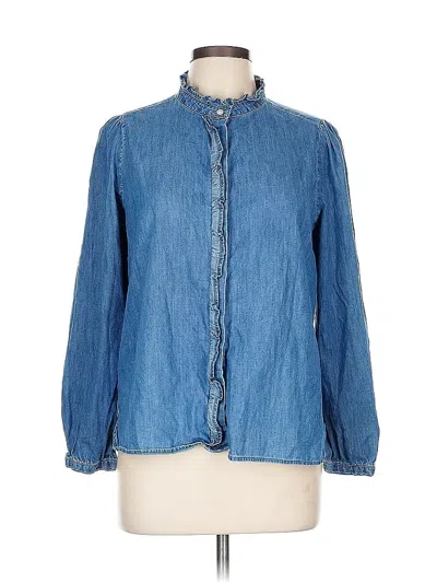 Pre-owned Ann Taylor Loft Long Sleeve Blouse In Blue