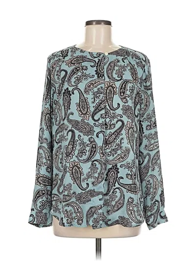 Pre-owned Ann Taylor Loft Long Sleeve Blouse In Blue
