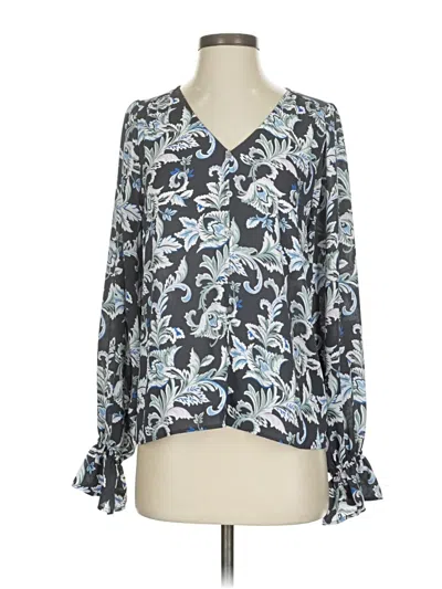 Pre-owned Ann Taylor Loft Long Sleeve Blouse In Blue