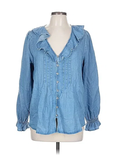 Pre-owned Ann Taylor Loft Long Sleeve Blouse In Blue