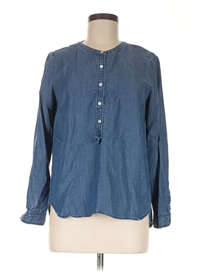 Pre-owned Ann Taylor Loft Long Sleeve Blouse In Blue