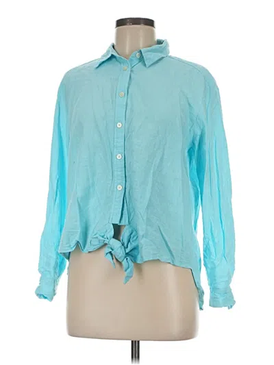 Pre-owned Ann Taylor Loft Long Sleeve Blouse In Blue
