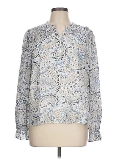Pre-owned Ann Taylor Loft Long Sleeve Blouse In Blue