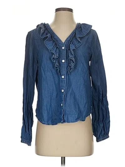 Pre-owned Ann Taylor Loft Long Sleeve Blouse In Blue