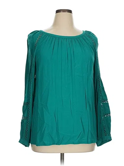 Pre-owned Ann Taylor Loft Long Sleeve Blouse In Blue