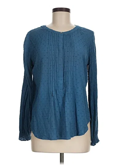 Pre-owned Ann Taylor Loft Long Sleeve Blouse In Blue