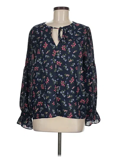 Pre-owned Ann Taylor Loft Long Sleeve Blouse In Blue