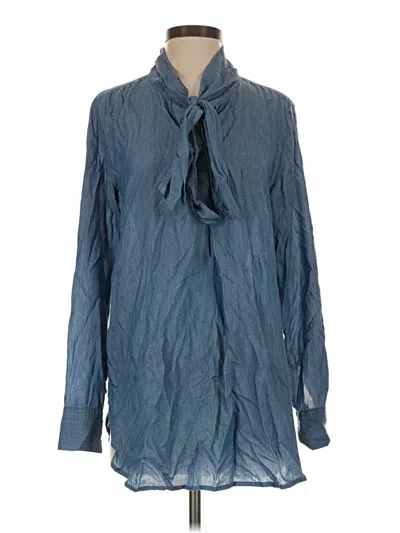 Pre-owned Ann Taylor Loft Long Sleeve Blouse In Blue