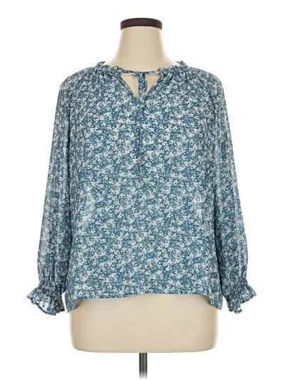 Pre-owned Ann Taylor Loft Long Sleeve Blouse In Blue