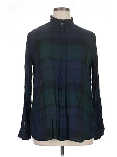 Pre-owned Ann Taylor Loft Long Sleeve Blouse In Blue